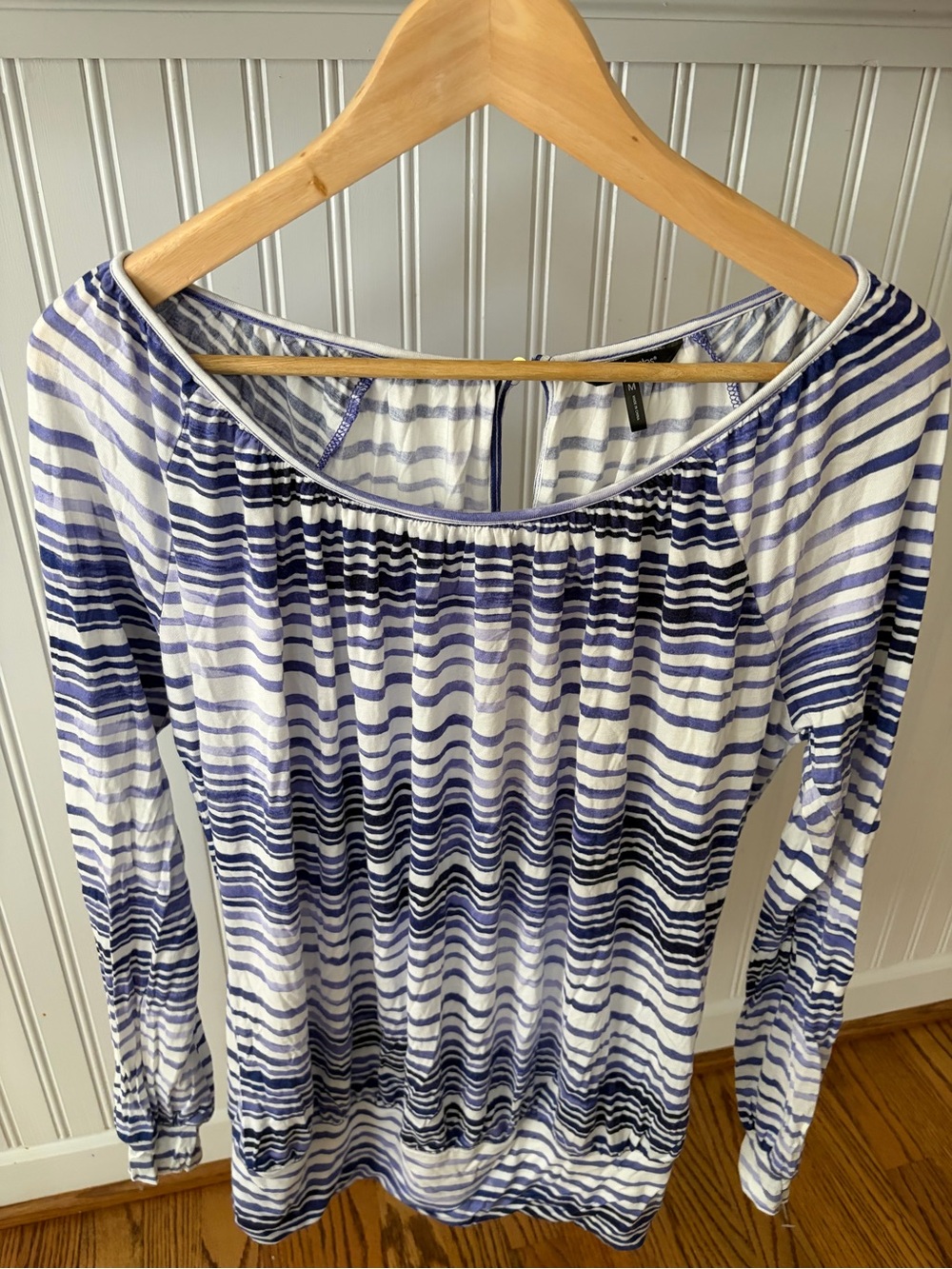 Daisy Fuentes Purple, Blue & White Striped Top